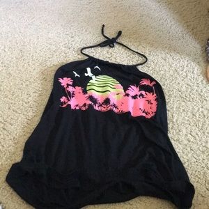 Cute black halter top with sunset design.